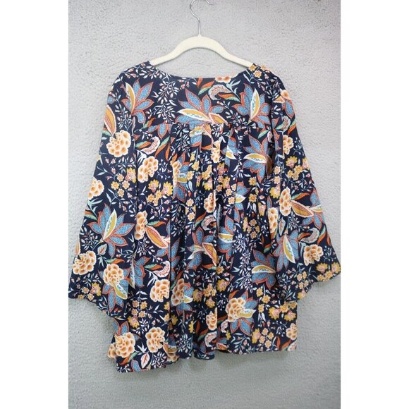 Umgee 3/4 Belled Sleeves Silky Tunic-Size XL-Dark Floral-Whimsigoth - Picture 7 of 9